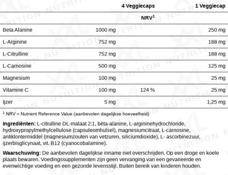 XXL Nutrition Anti Muscle Acidification - 120 veggiecaps